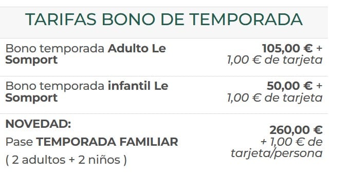 Tarifas de temporada de invierno