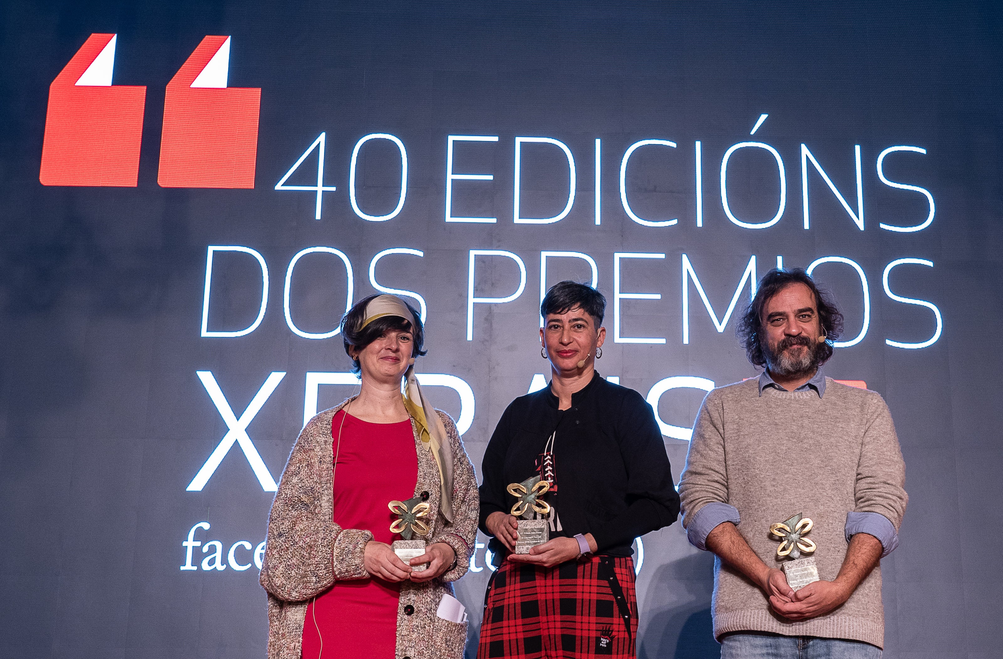 Los tres galardonados en los 40º Premios Xerais: &quot;A botella de lentellas&quot;, de Leticia Barbadillo, &quot;Furia&quot; de María Reimóndez y &quot;Ninguén contará a verdade&quot;, de Pedro Feijoo