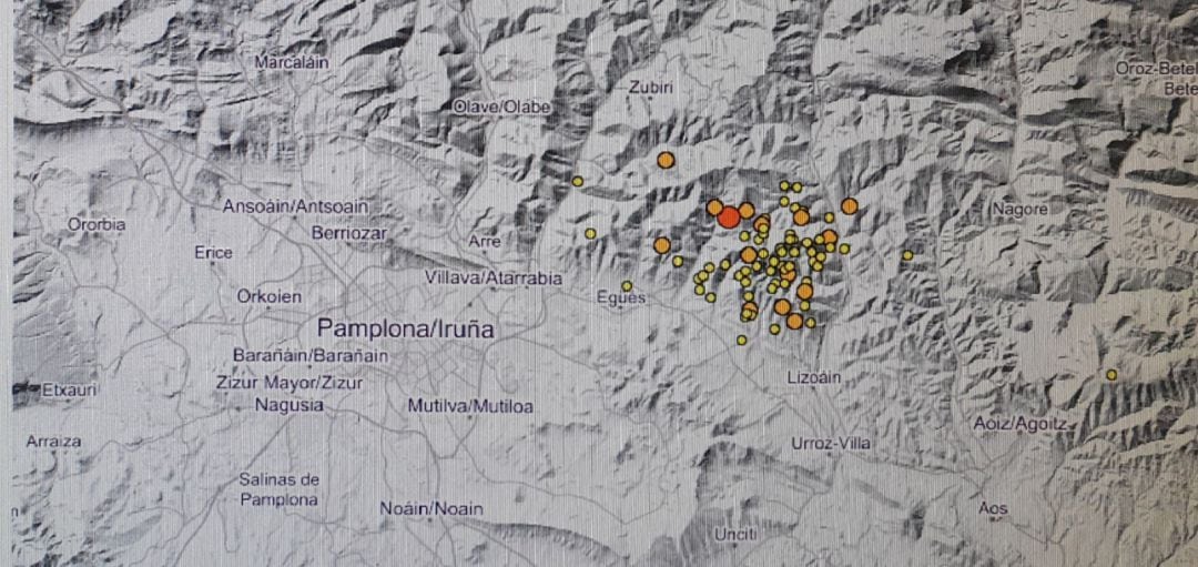 Temblores de tierra en la Comarca de Pamplona, en la web del Instituto Geográfico Nacional