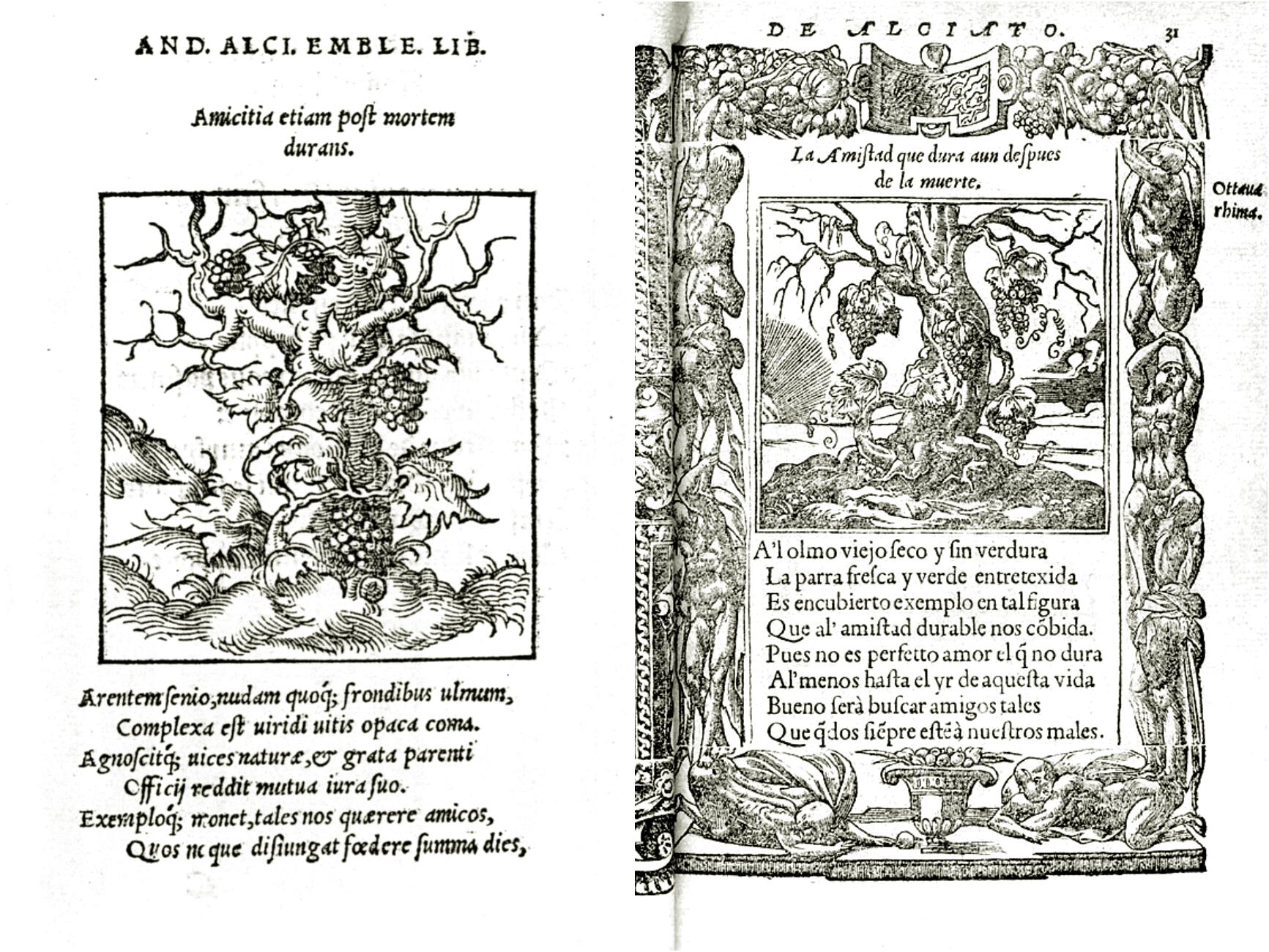 "La amistad que dura aun después de la muerte" (Emblemas, Andrea Alciato, 1531)