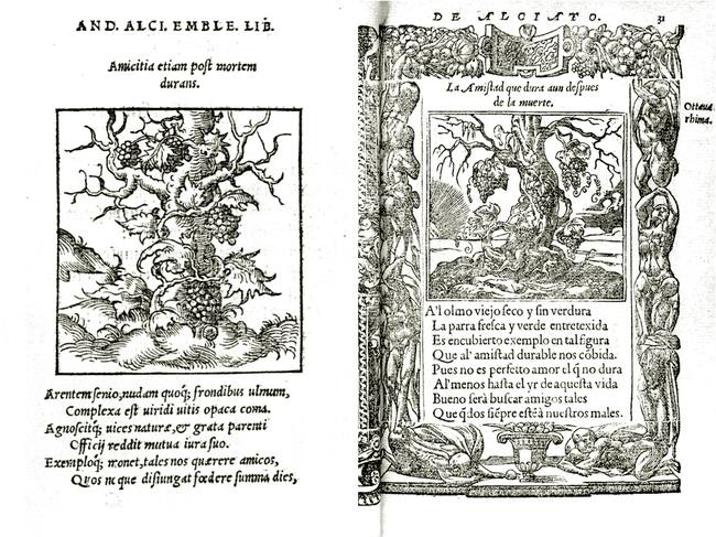 "La amistad que dura aun después de la muerte" (Emblemas, Andrea Alciato, 1531)