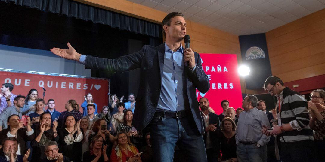 Pedro Sánchez en el acto de inicio de la campaña electoral para las elecciones del 28 de abril