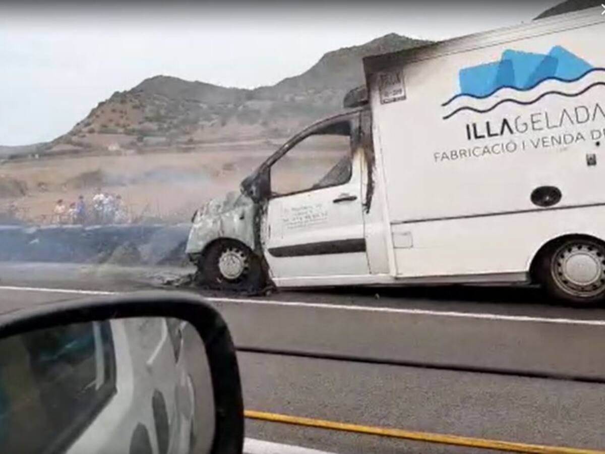 Un camión se incendia en plena carretera general