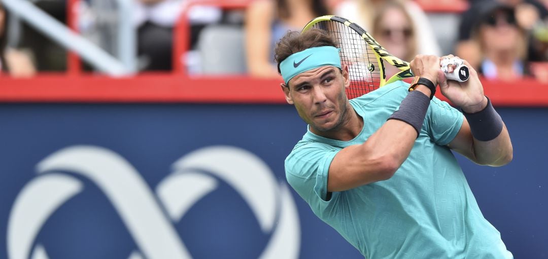 Rafa Nadal, durante el partido de su debut en Montreal