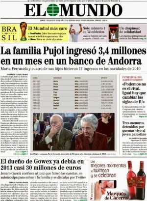 Portada de &#039;El Mundo&#039; del 7 de julio de 2014.