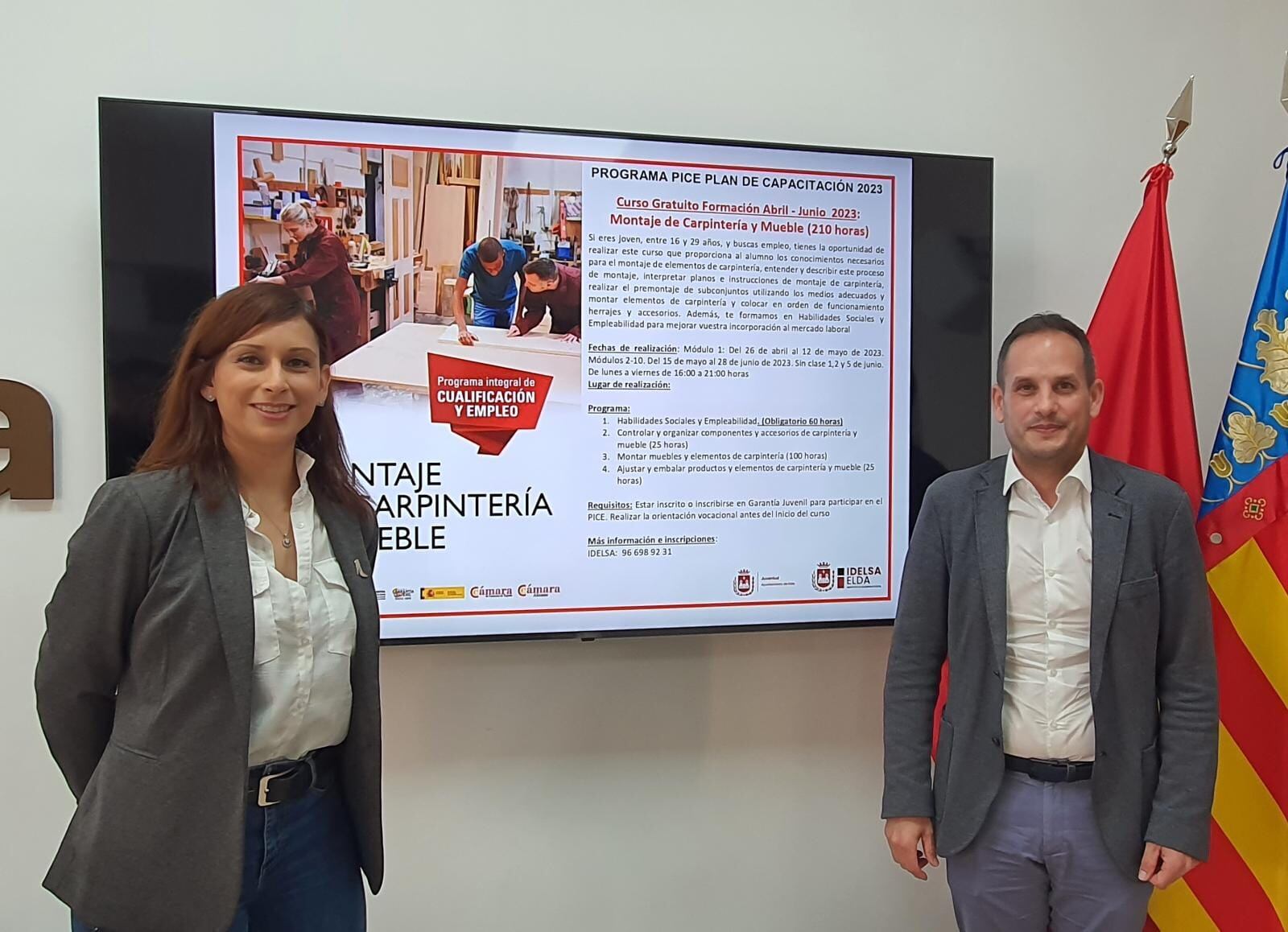 Silvia Ibáñez, concejala de Fomento Económico, Industria y Empleo de Elda y Rafael Fernández, director de la Cámara de Comercio de Alicante