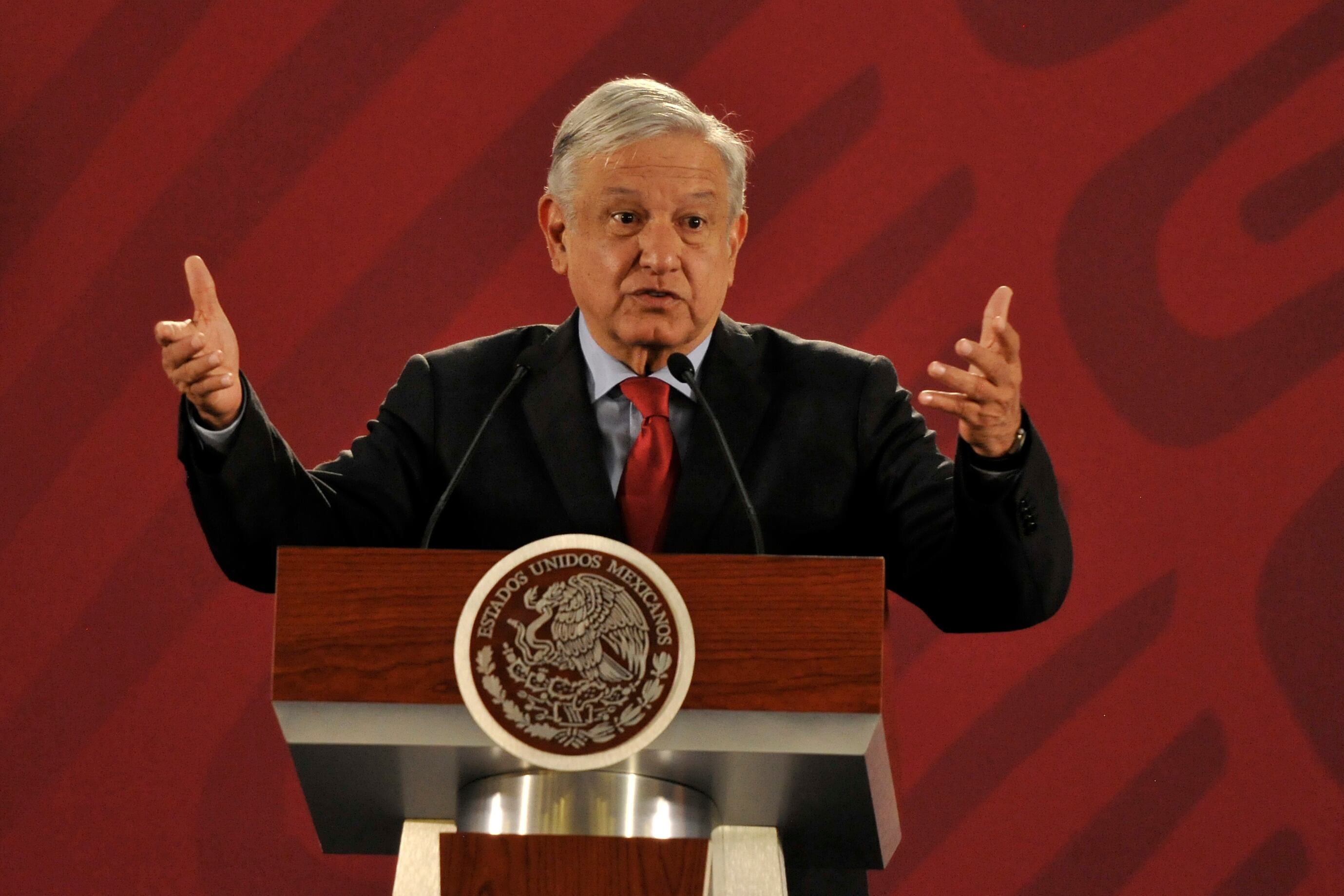 Andrés Manuel López Obrador durante un discurso