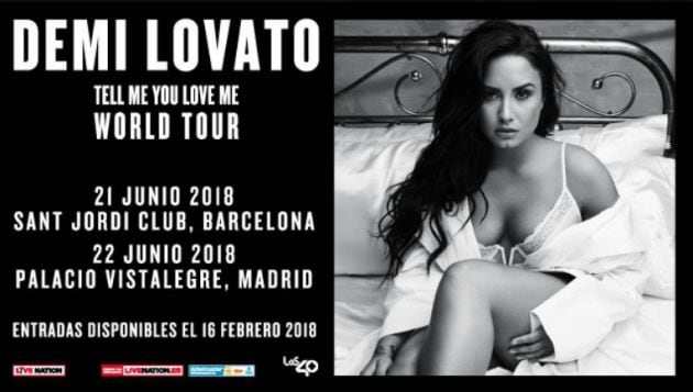 Cartel con las fechas del concierto de Demi Lovato en España.