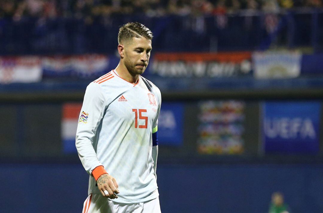 Sergio Ramos durante el partido contra Croacia