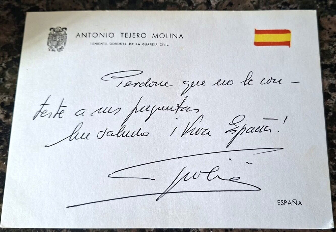 Respuesta de Antonio Tejero a la periodista cartagenera Encarna Lorente Coloma