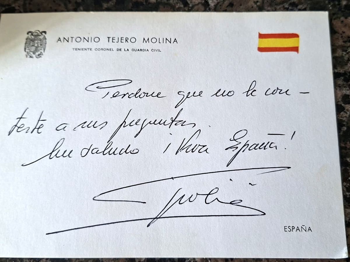 La carta de Tejero a una joven periodista de la SER en Cartagena