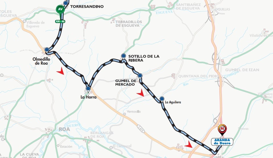 rutómetro del paso de la 1ª etapa por tierras de la Ribera del Duero
