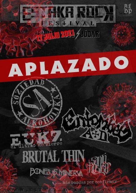 Cartel en el que se confirma el aplazamiento del Estaka Rock y la nueva fecha