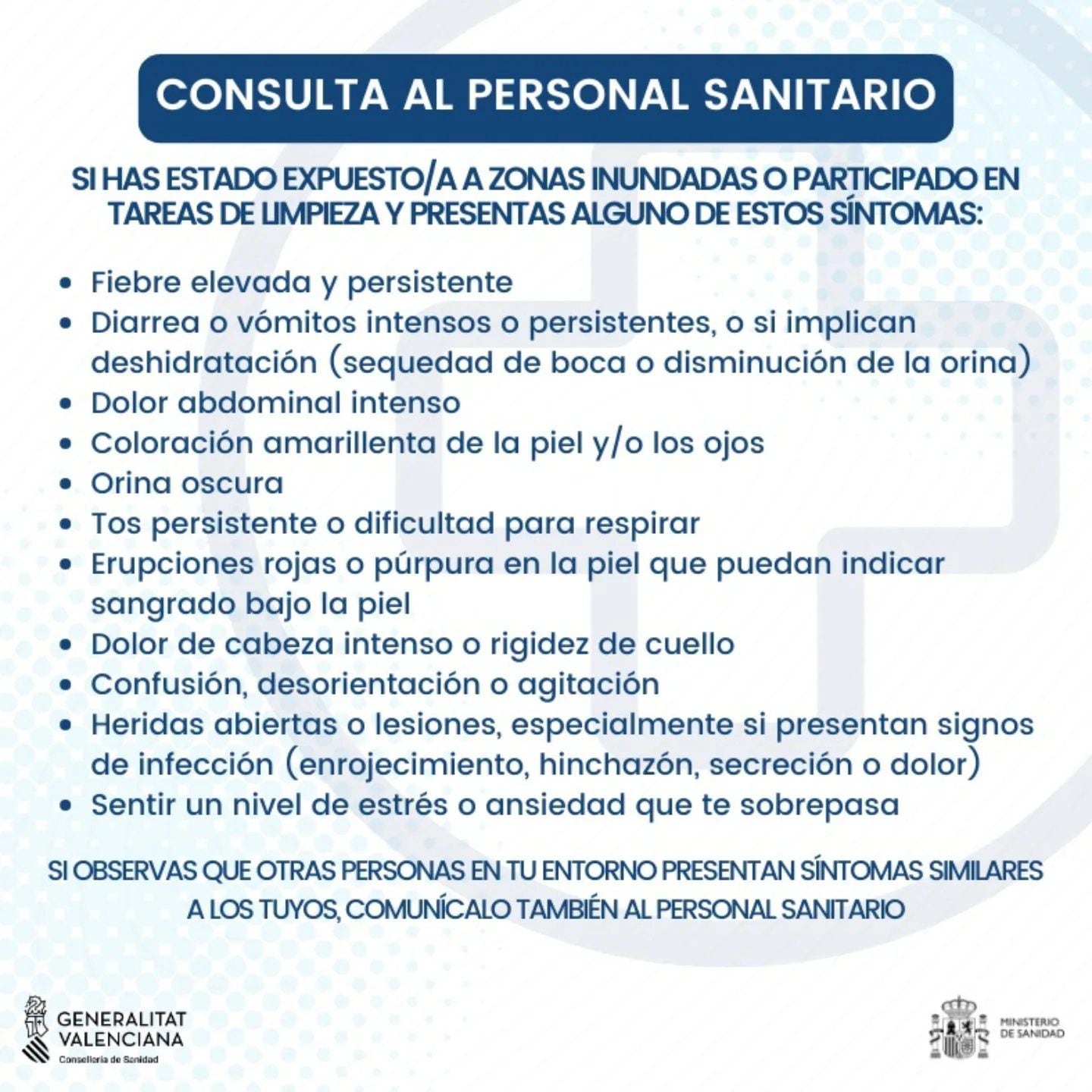 Recomendaciones Ministerio de Sanidad Limpieza DANA