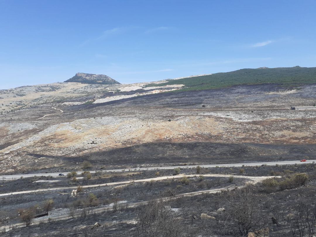 Situación en que ha quedado el paraje en la sierra de Cabra