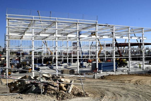 Vista general del estado de las obras del nuevo Hospital de Emergencias de la Comunidad de Madrid, en la zona de Valdebebas,