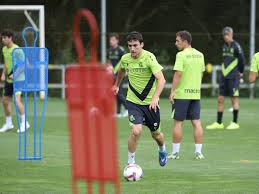 Jon Magunazelaia en un entrenamiento con la Real Sociedad.