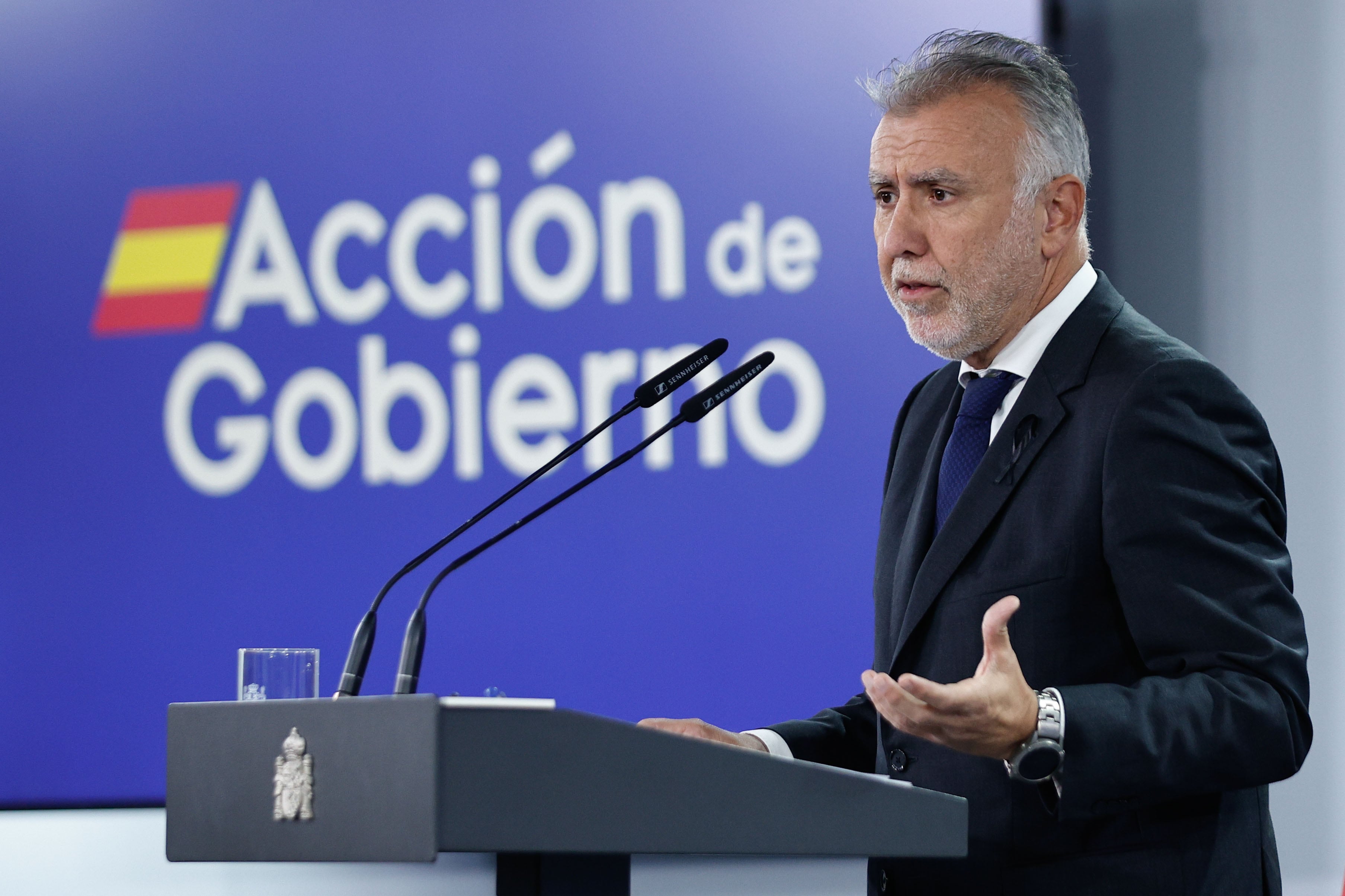 El ministro de Política Territorial y Memoria Democrática, Ángel Víctor Torres, comparece en rueda de prensa este jueves, en Madrid.