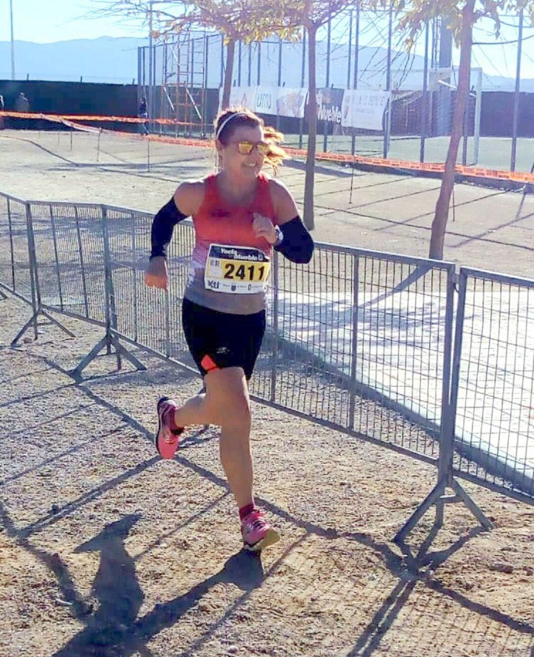 Merche Santos en pleno esfuerzo, acabó tercera 