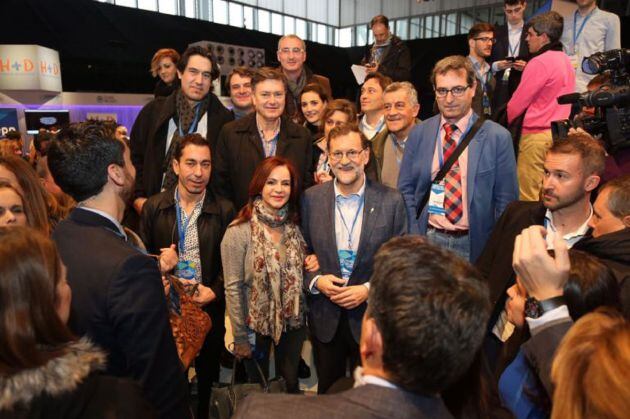 Silverio Gilarranz en el Congreso del PP en el 2017 justo detrás de Mariano Rajoy