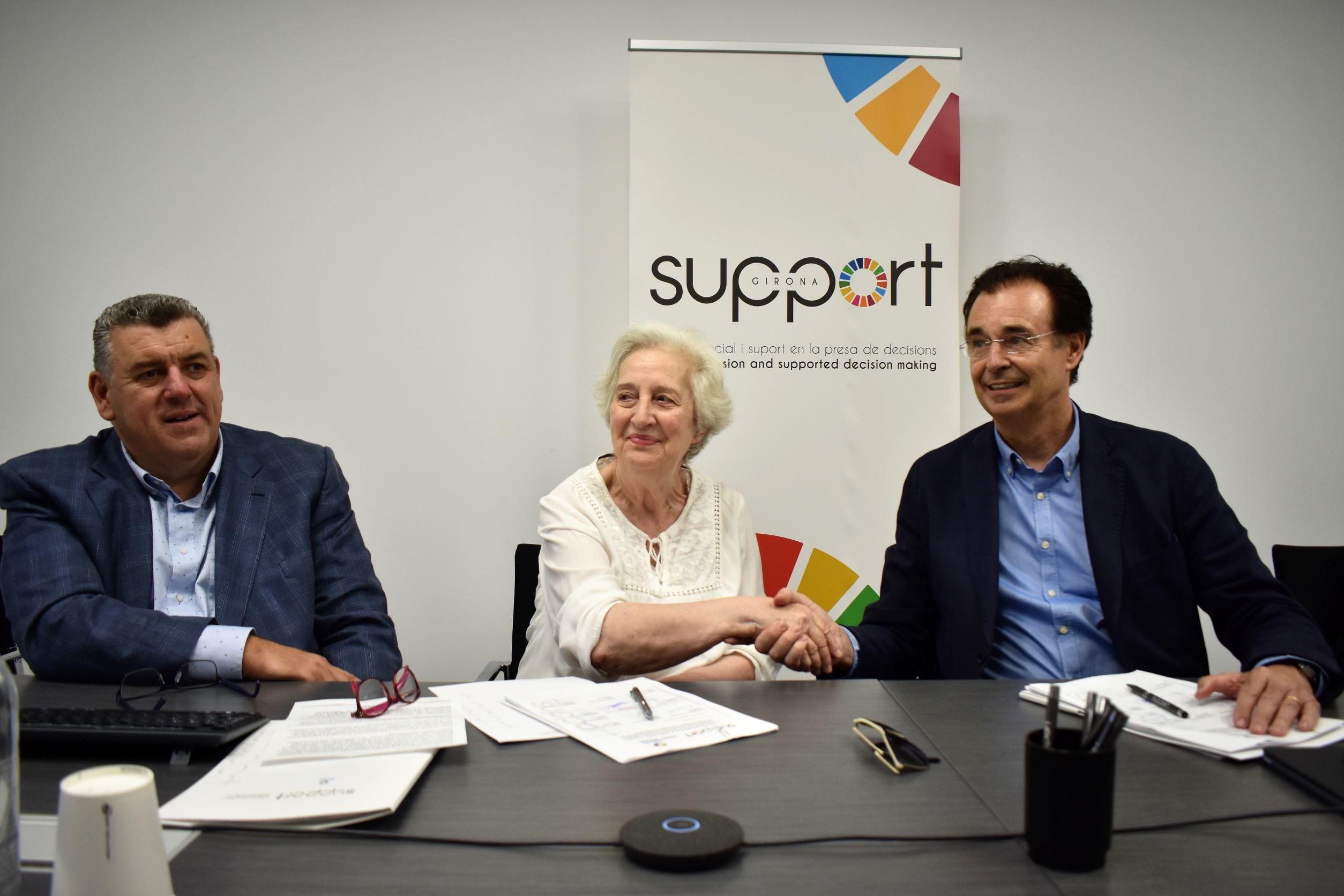 D'esquerra a dreta: Josep Maria Solé, director de Support-Girona, Menchu Folch, presidenta de Fadesia i Pere Cornellà, president de Support-Girona.