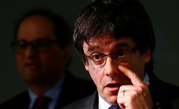 Carles Puigdemont este miércoles tras reunirse con Quim Torra