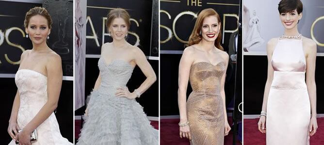 (De izquierda a derecha) Jennifer Lawrence, Amy Adams, Jessica Chastain y Anne Hathaway, en la alfombra roja