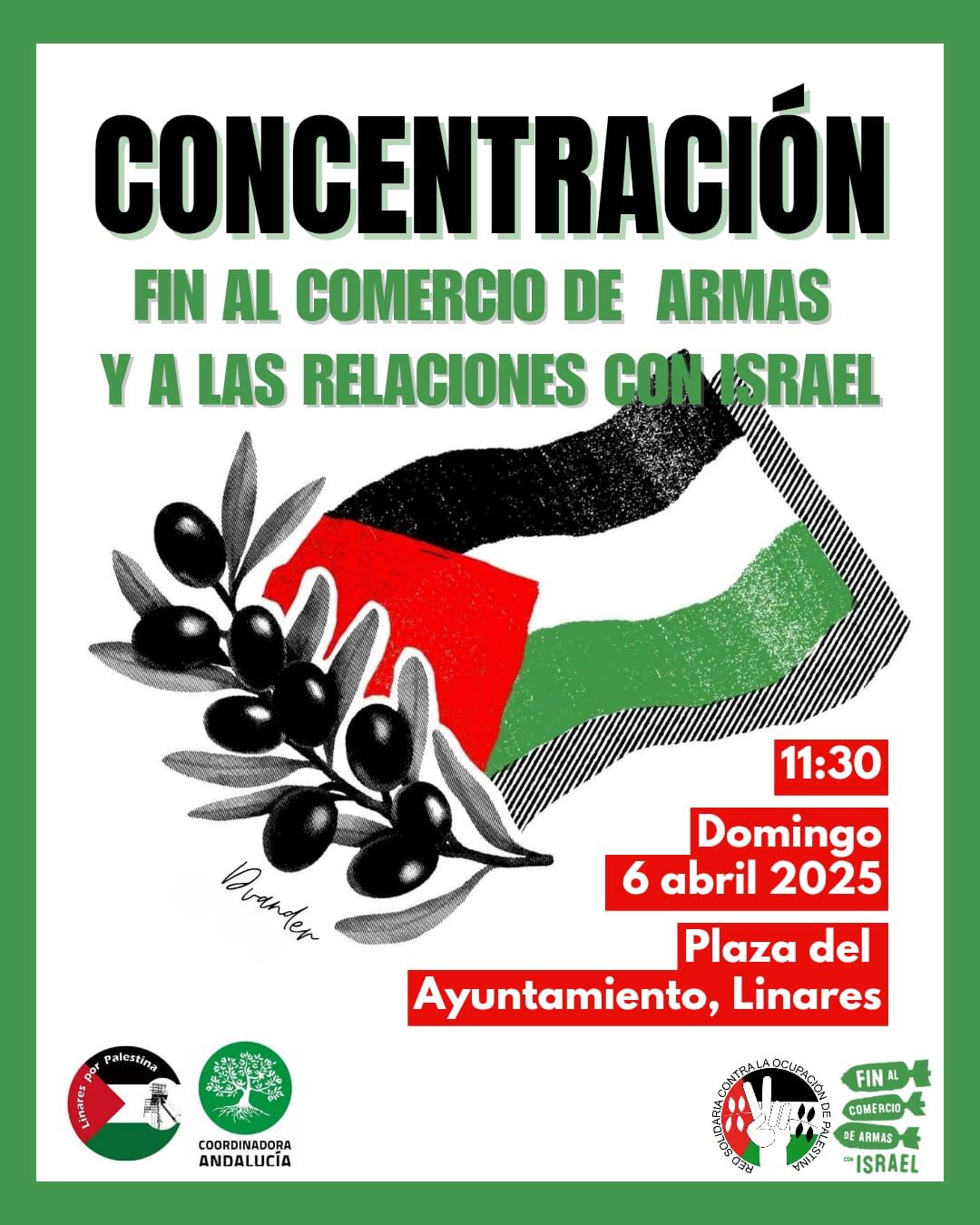 Cartel concentración "Linares por Palestina"