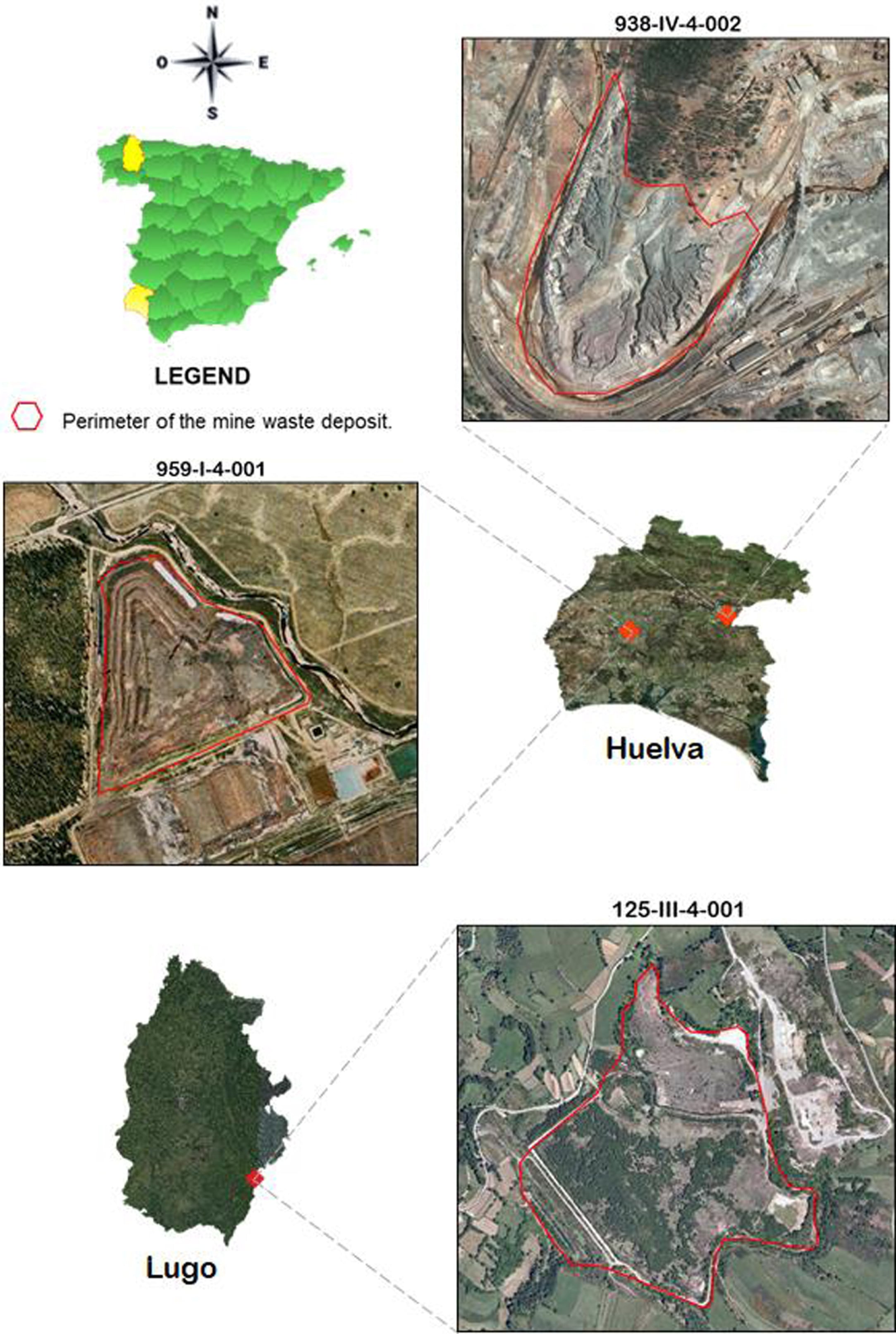 Vista aérea de las instalaciones de desechos mineros más prometedoras.