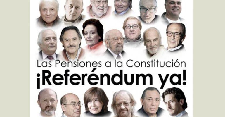 Cartel del referéndum para que las pensiones sean un derecho recogido en la Constitución