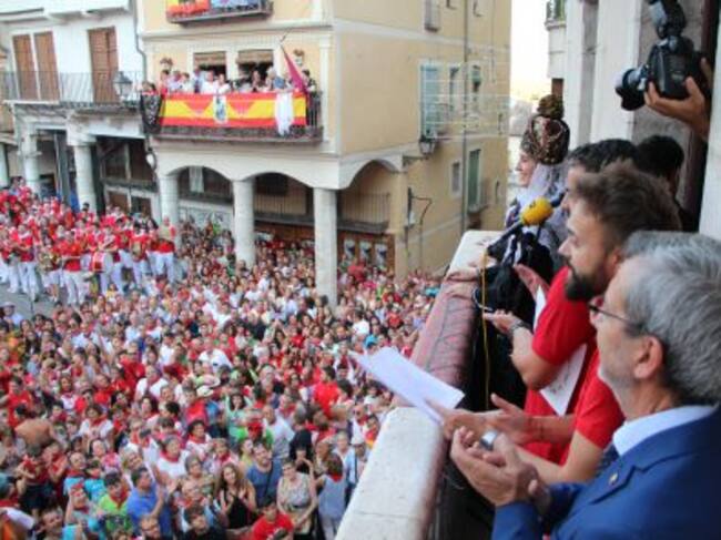 Luis Miguel Pérez y Rubén Dario en un momento del pregón en Cuéllar