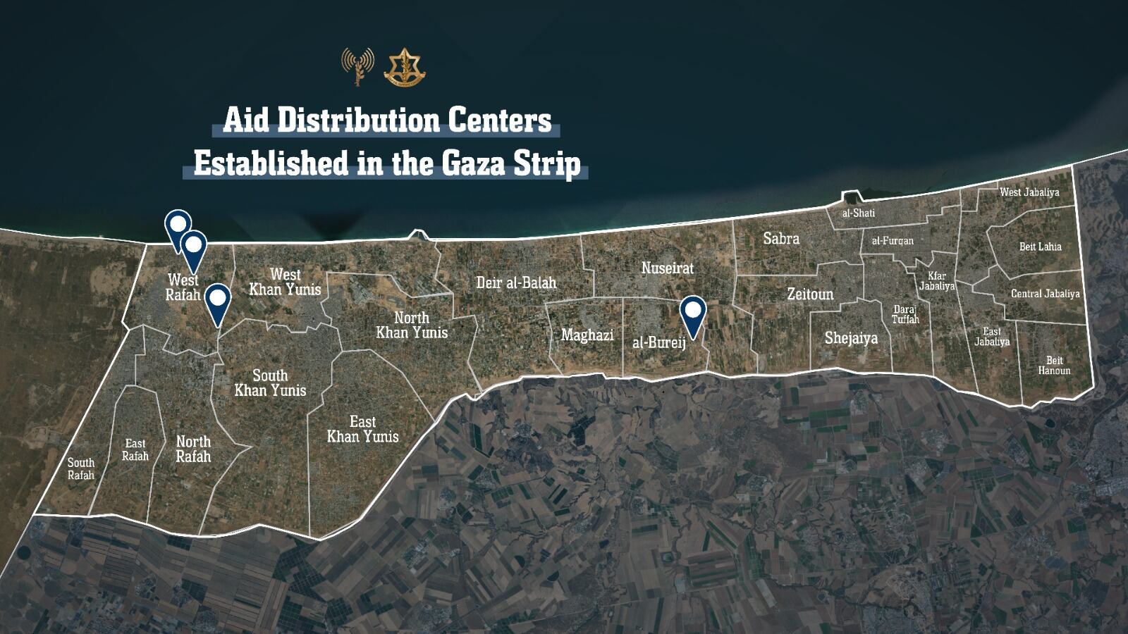 Mapa de los primeros puestos operados por compañías privadas. / EJÉRCITO ISRAELÍ