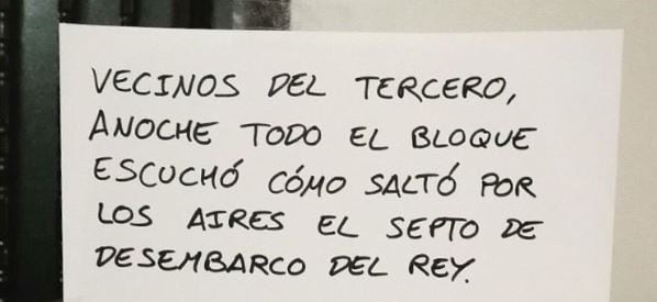 Fragmento de un mensaje dedicado a unos vecinos.