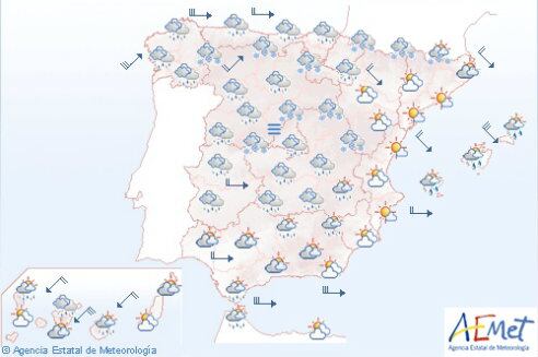 Este lunes será lluvioso en buena parte de la Península