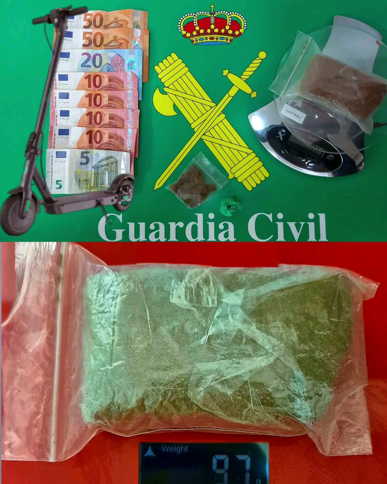 La droga y el dinero incautado | Fuente: Guardia Civil Gipuzkoa