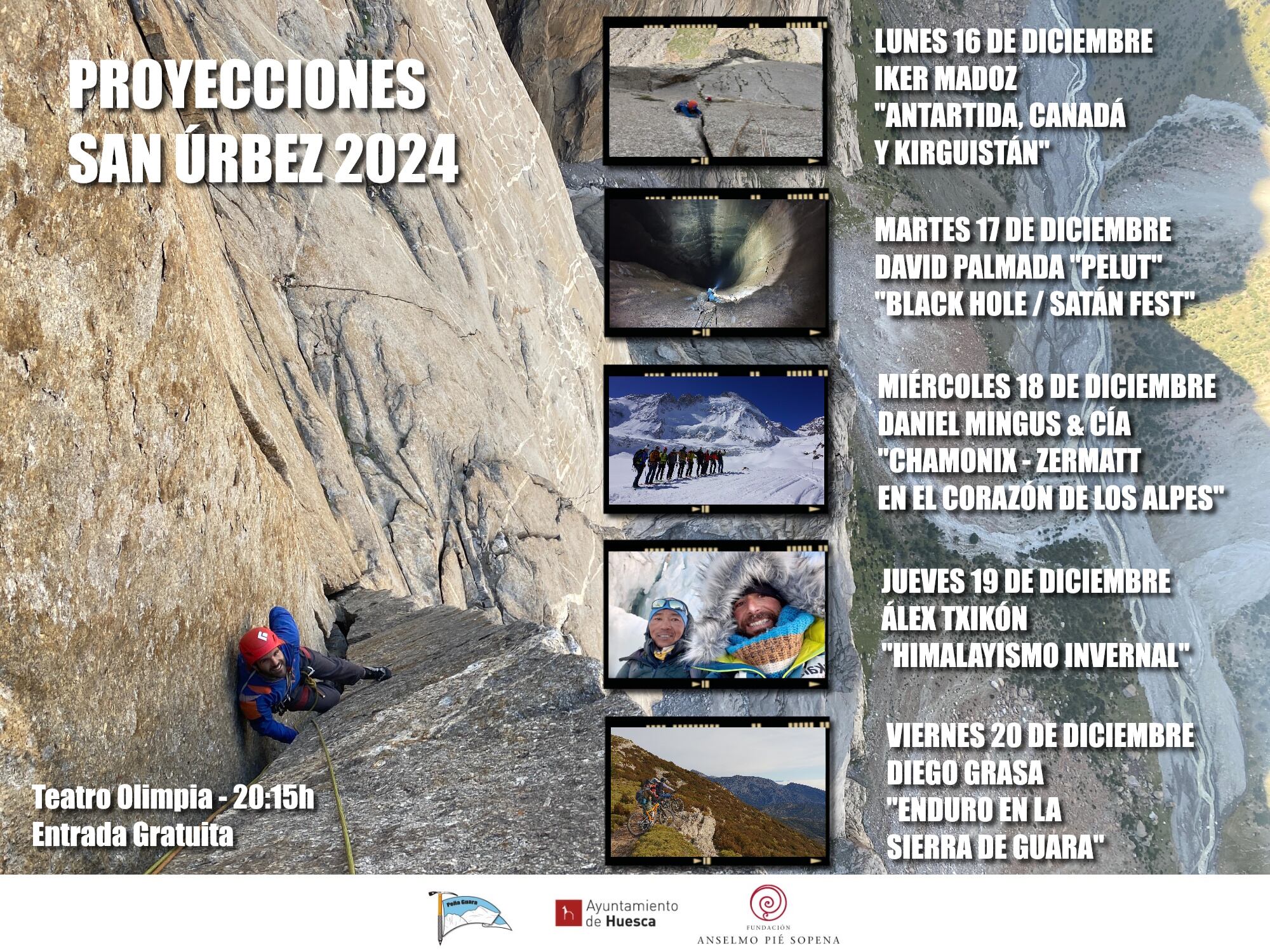 Cartel de las proyecciones de San Úrbez de Peña Guara 2024