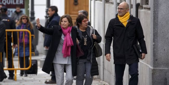 Forcadell, Bassa y Romeva a su llegada al Supremo
