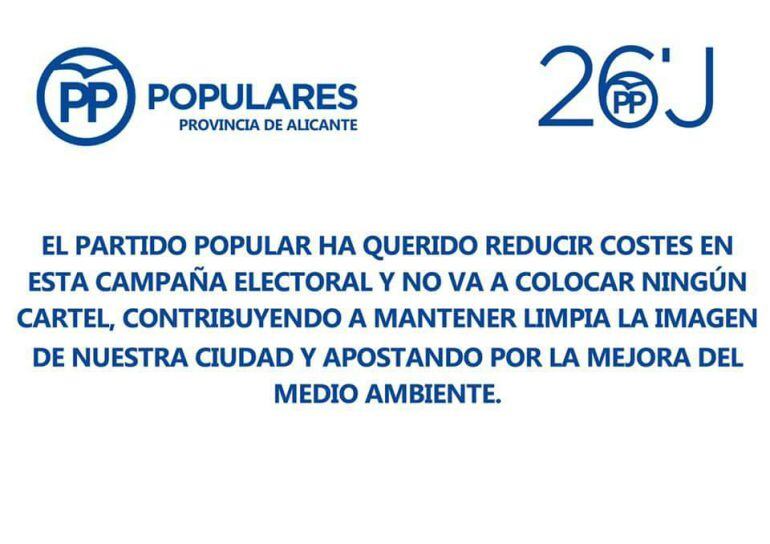 El PP no acudirá a la pegada de carteles