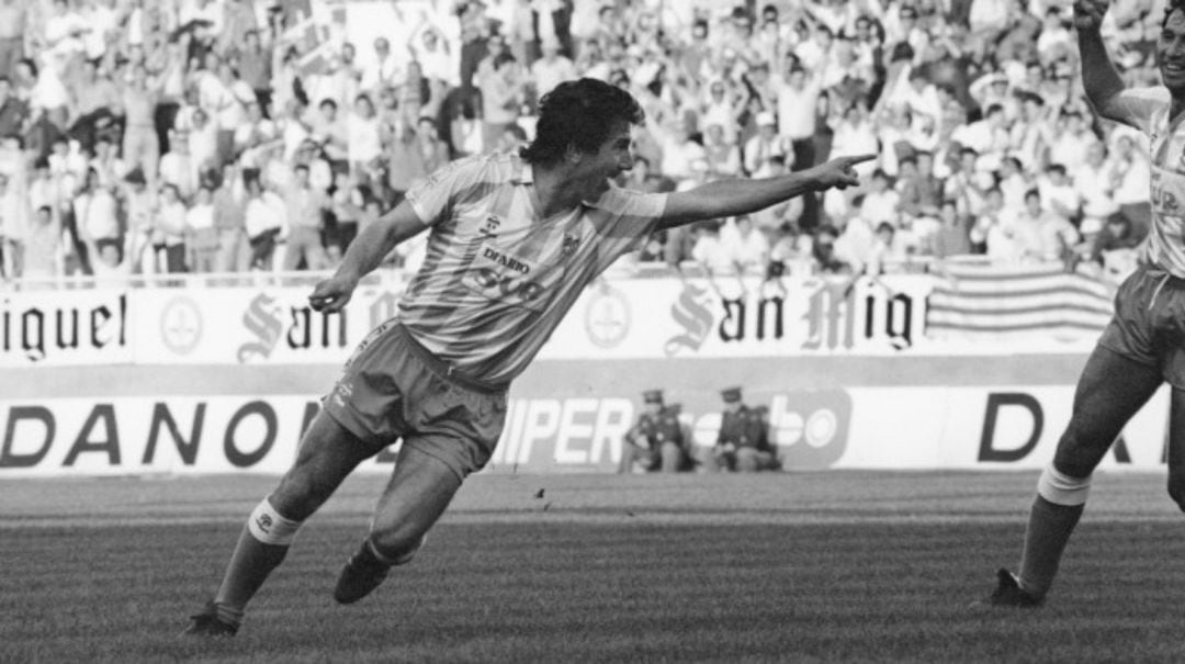 Juanito, durante un partido con el Málaga