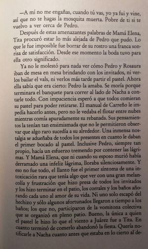 Fragmento del libro &#039;Como agua para chocolate&#039;