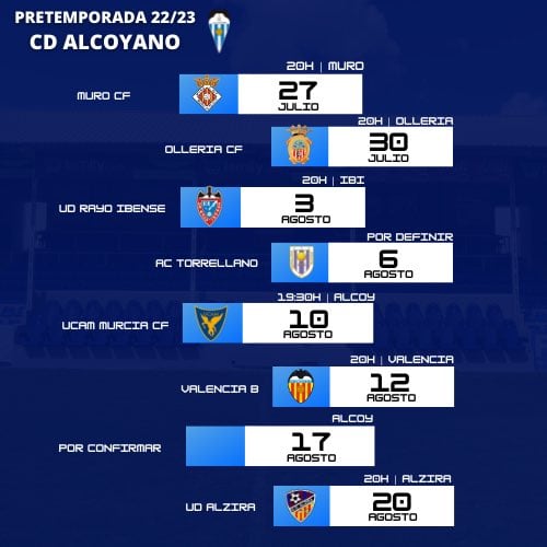 Calendario de partidos de pretemporada del Alcoyano