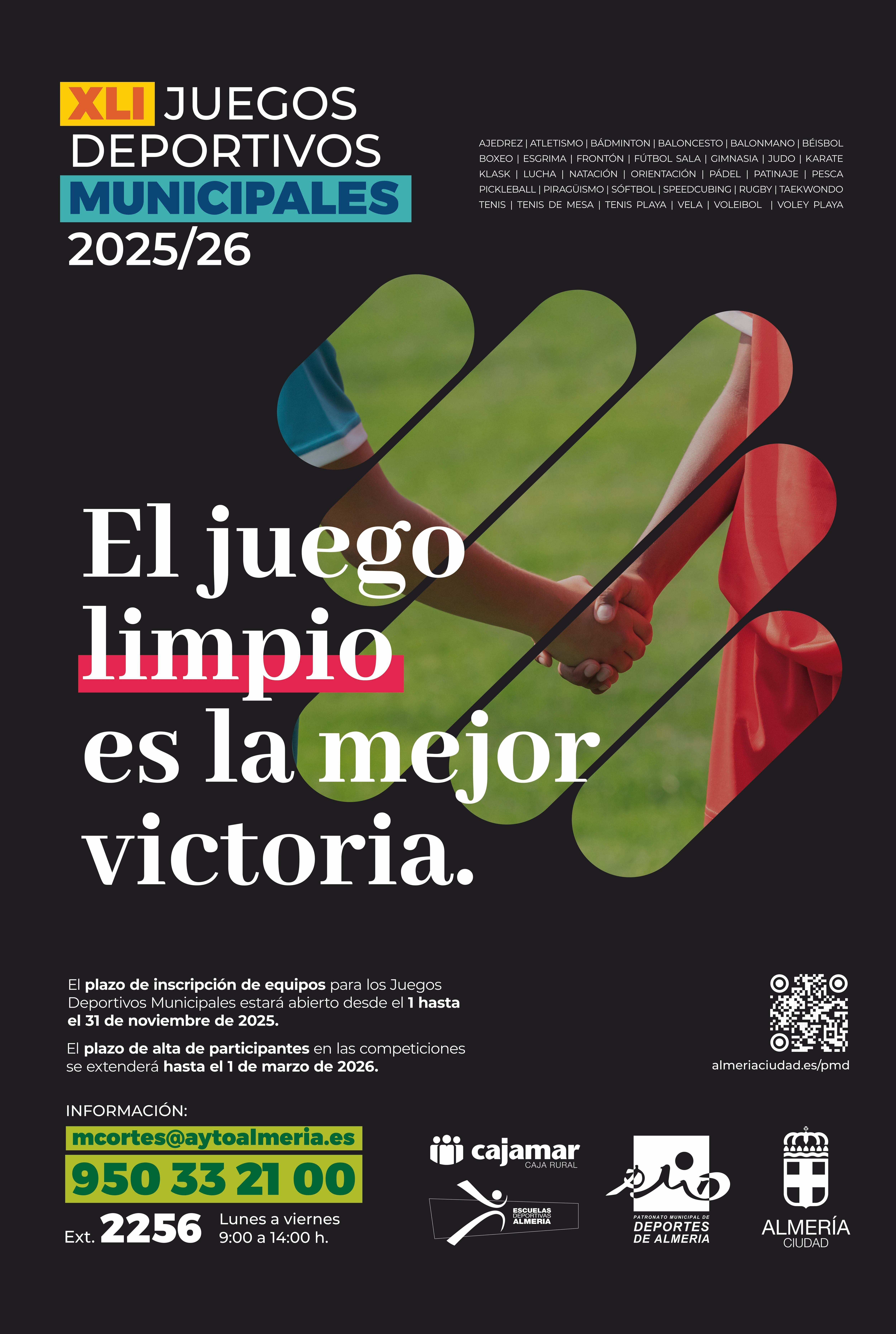 El Área de Ciudad Activa abre la inscripción para los Juegos Deportivos Municipales de 2026, donde se incidirá en el juego limpio.