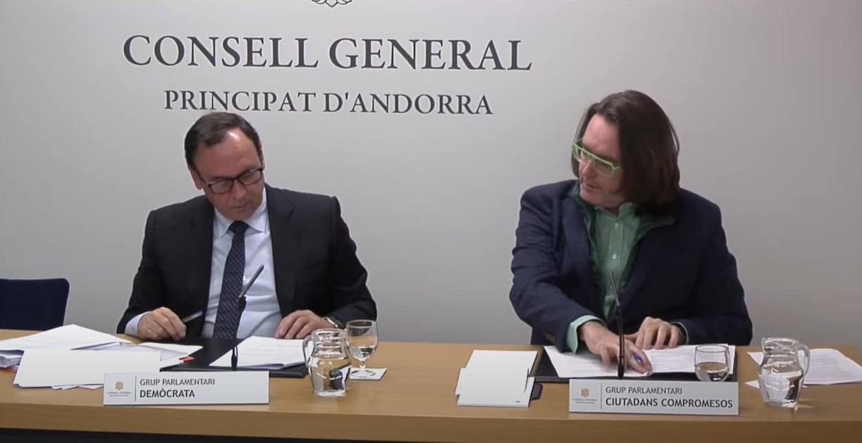 Els presidents dels grups parlamentaris de Demòcrates i de Ciutadans Compromesos, Jordi Jordana i Carles Naudi