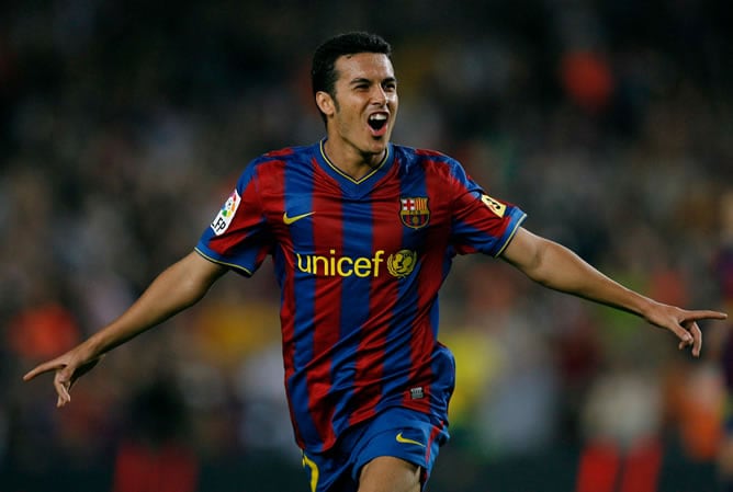 Pedro se celebra su gol ante el Almería