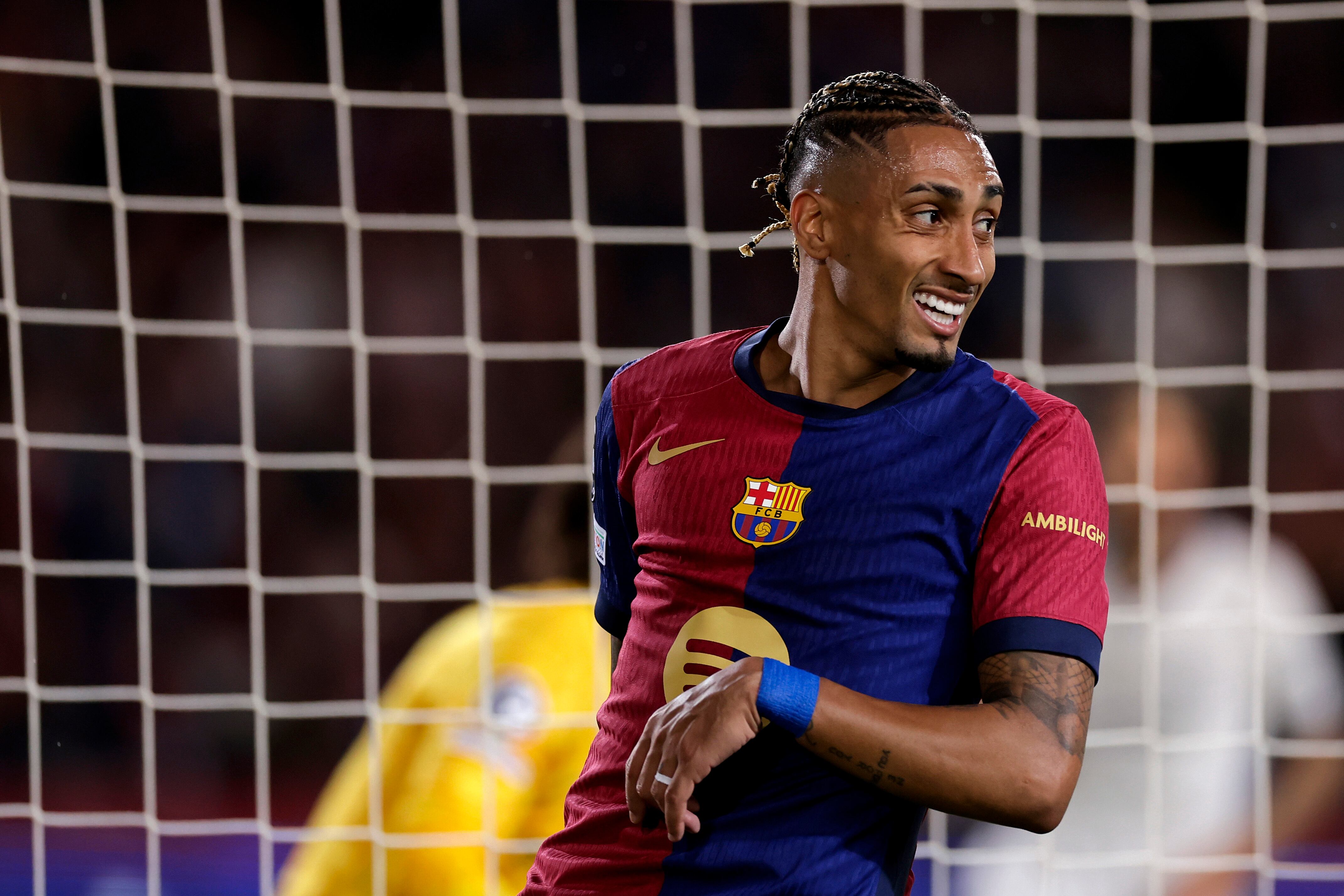 Raphinha se lamenta tras una ocasión en el Barça - Inter