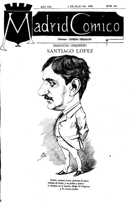 Caricatura de Santiago López en Madrid Cómico.