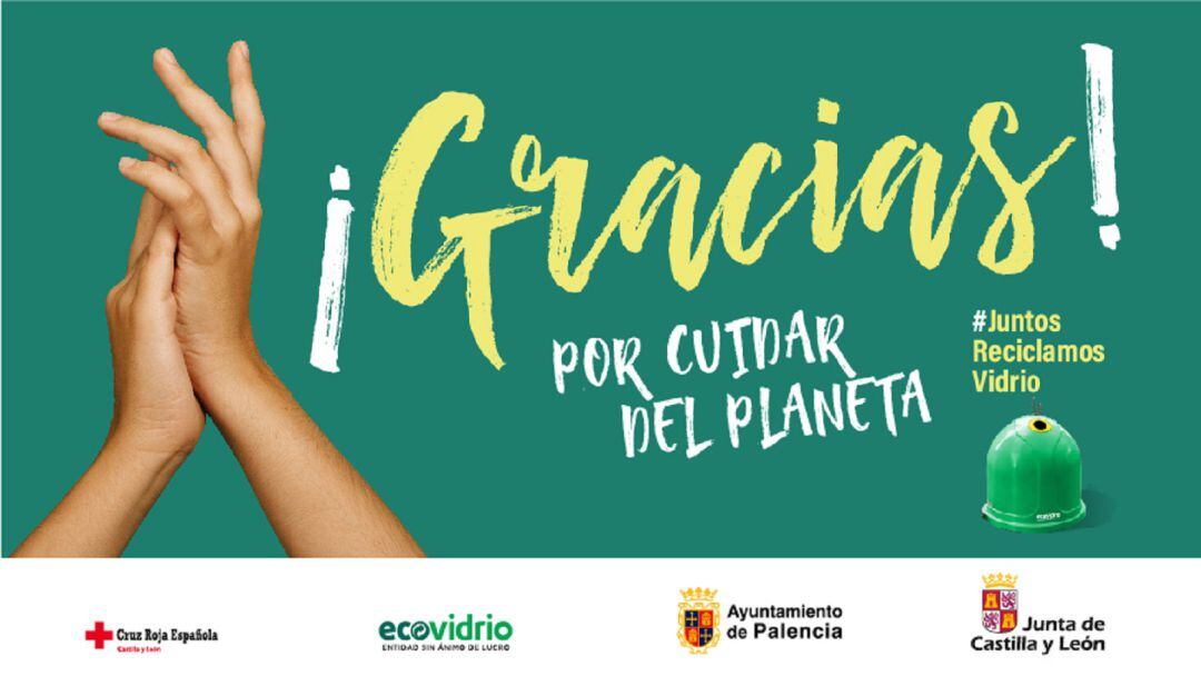 &quot;Juntos reciclamos vidrio&quot;, la campaña de agradecimiento a los palentinos por su compromiso con el reciclaje de envases de vidrio durante el confinamiento 