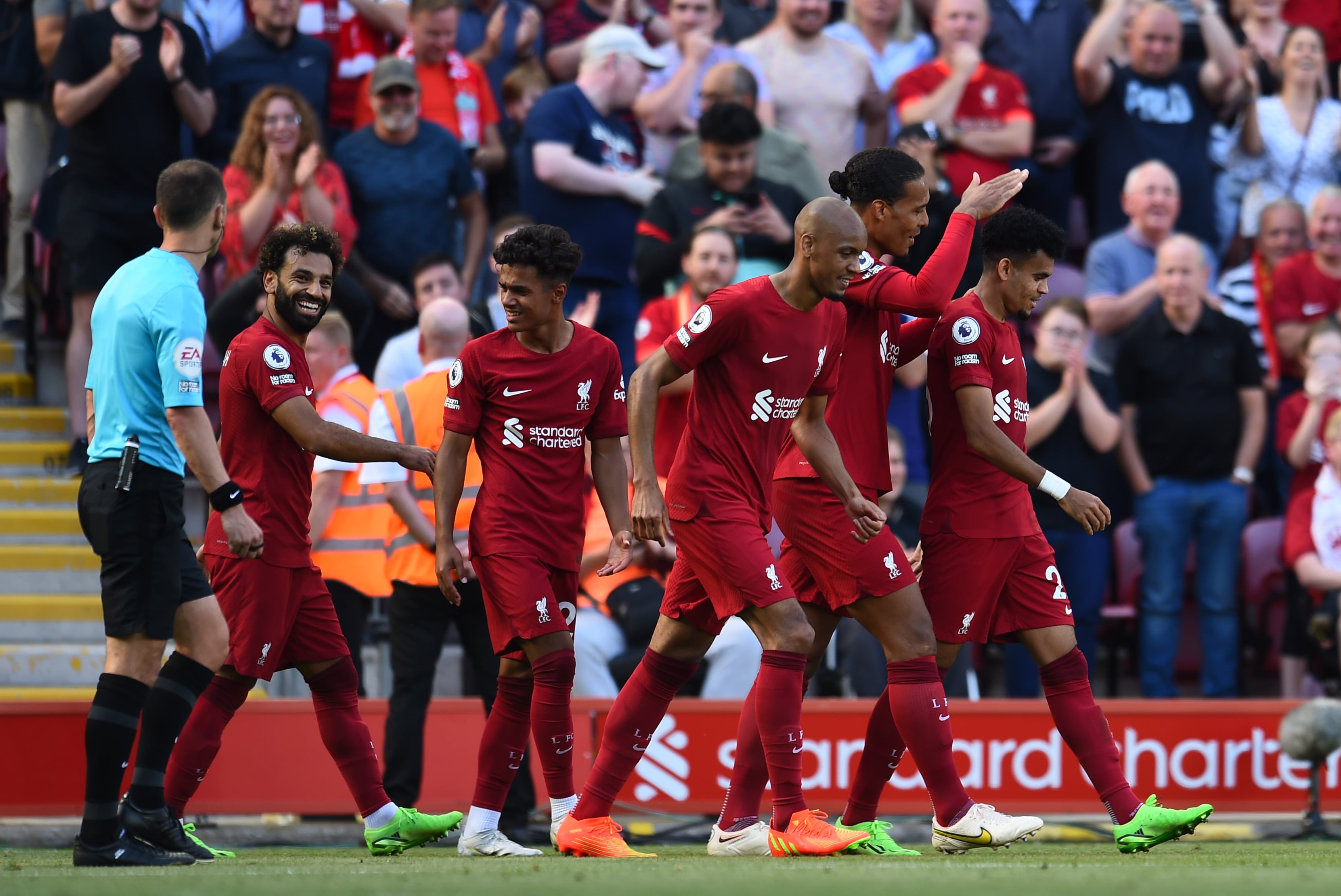 Luis Diaz, en el noveno gol del Liverpool