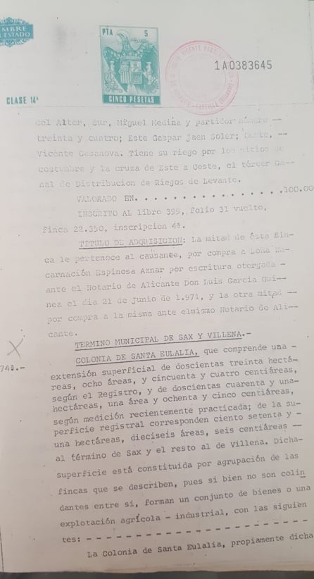 Escritura de la propiedad de la aldea.