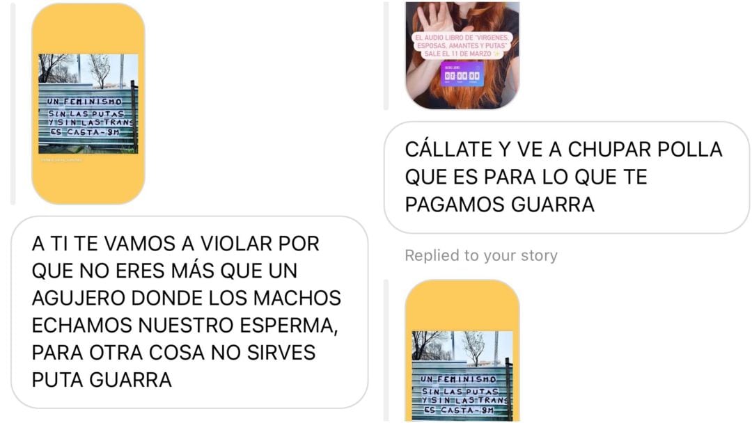 Mensajes recibidos por Amarna Miller en Instagram.